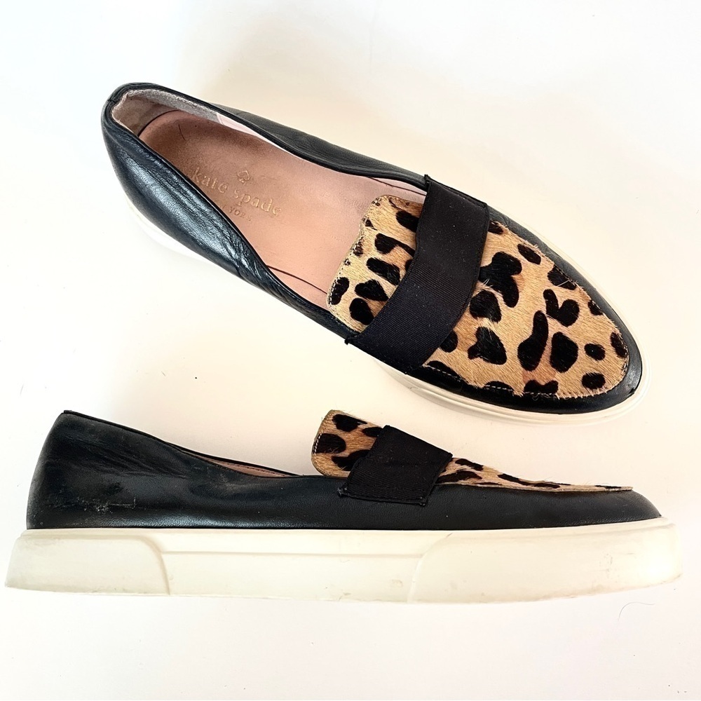 Kate Spade Leopard animal print Calf-hair Leather Pointy Toe Sneaker Loafer 6.5